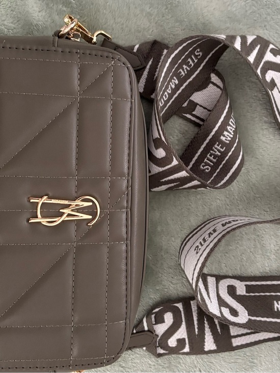 Steve Madden Handbags - Steve Madden Quilted Crossbody Bag in Taupe with Gold Hardware